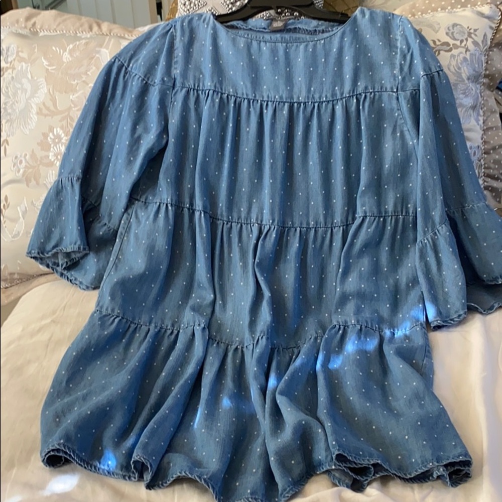 Denim dress layered